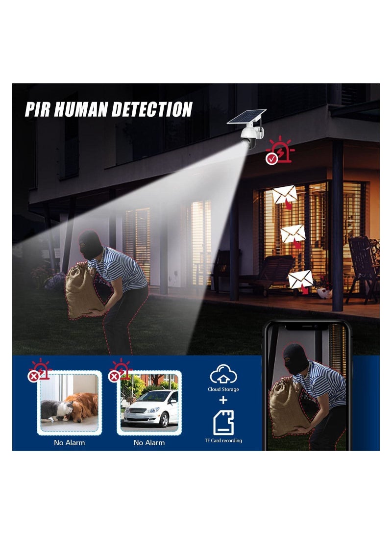 Generic Outdoor Security Camera, Solar Powered Battery WiFi Camera Wire Free Outdoor 1080P Pan Tilt Wireless Camera PIR Motion 2 Way Audio Night Vision Cloud Storage  - Image 4