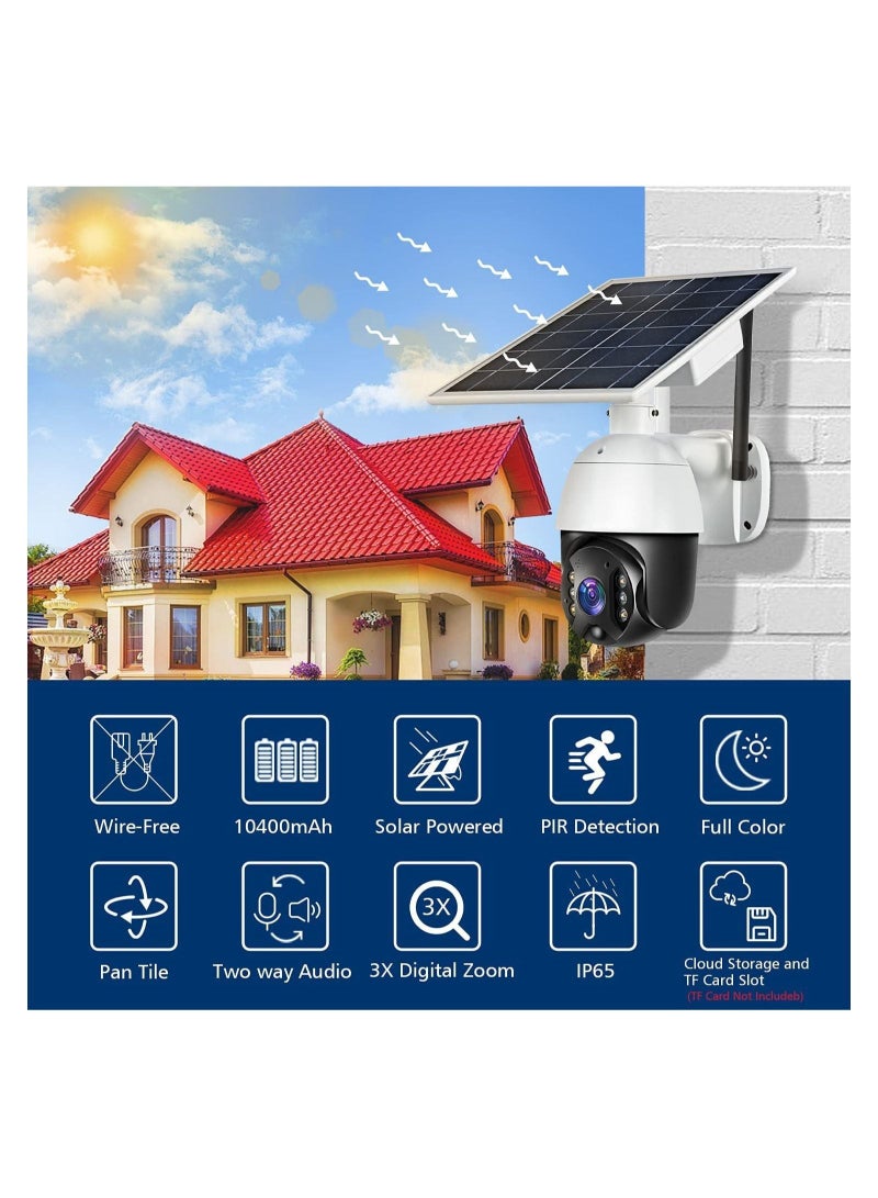 Generic Outdoor Security Camera, Solar Powered Battery WiFi Camera Wire Free Outdoor 1080P Pan Tilt Wireless Camera PIR Motion 2 Way Audio Night Vision Cloud Storage  - Image 2