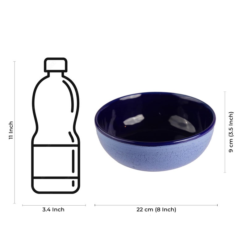 Caffeine Ceramic Handmade Blue Crackle Serving Bowl (Set of 3) - Image 4