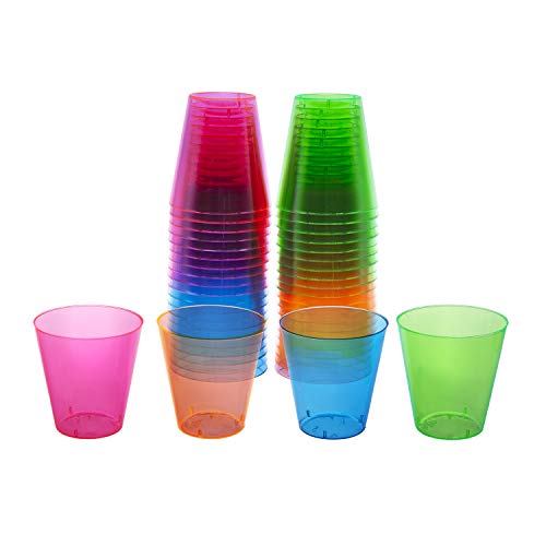 Party Essentials Party Essentials Hard Plastic 2Ounce ShotShooter Glasses 80Count Multi Neon 
