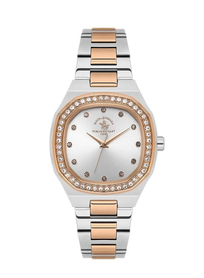 SANTA BARBARA POLO & RACQUET CLUB Santa Barbara Polo & Racquet Club - Women's Watch | Stainless Steel Band with Steel Case | Analog | Square Dial | Mineral Glass | Japanese Quartz | Water Resistance 50 Meters