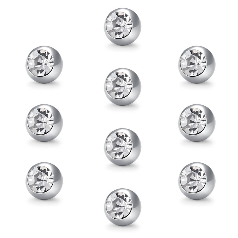 VCMART 14G 5mm Replacement Balls Externally Threaded Piercing Balls for Tongue Nipple Navel Belly Button Rings Industrial Barbell Piercing Surgical Steel Body Piercing Jewelry Parts Diamond - Image 1