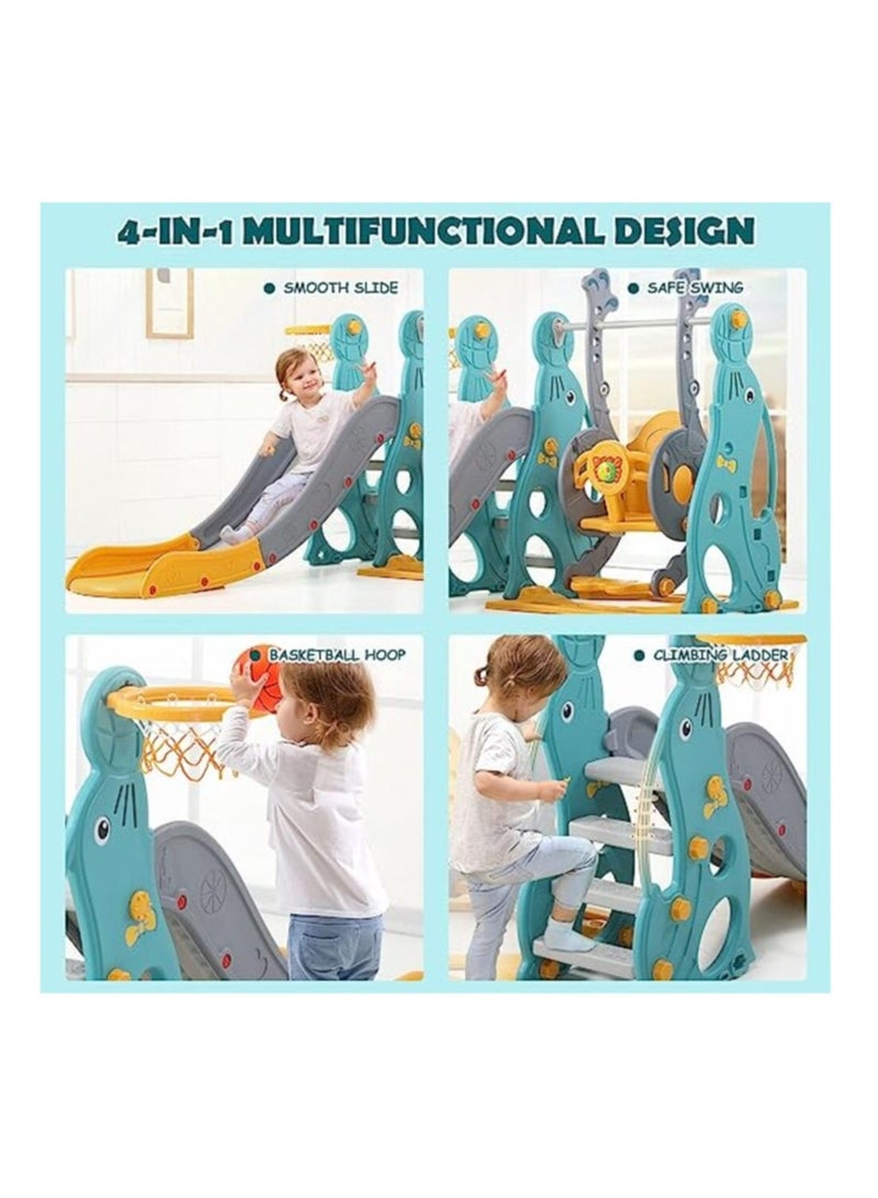 FULL JOY 3-in-1 Kids' Slide and Swing with Basketball Hoop, Indoor and Outdoor Playset for Toddlers, Kids' Climbing Playset - Image 5