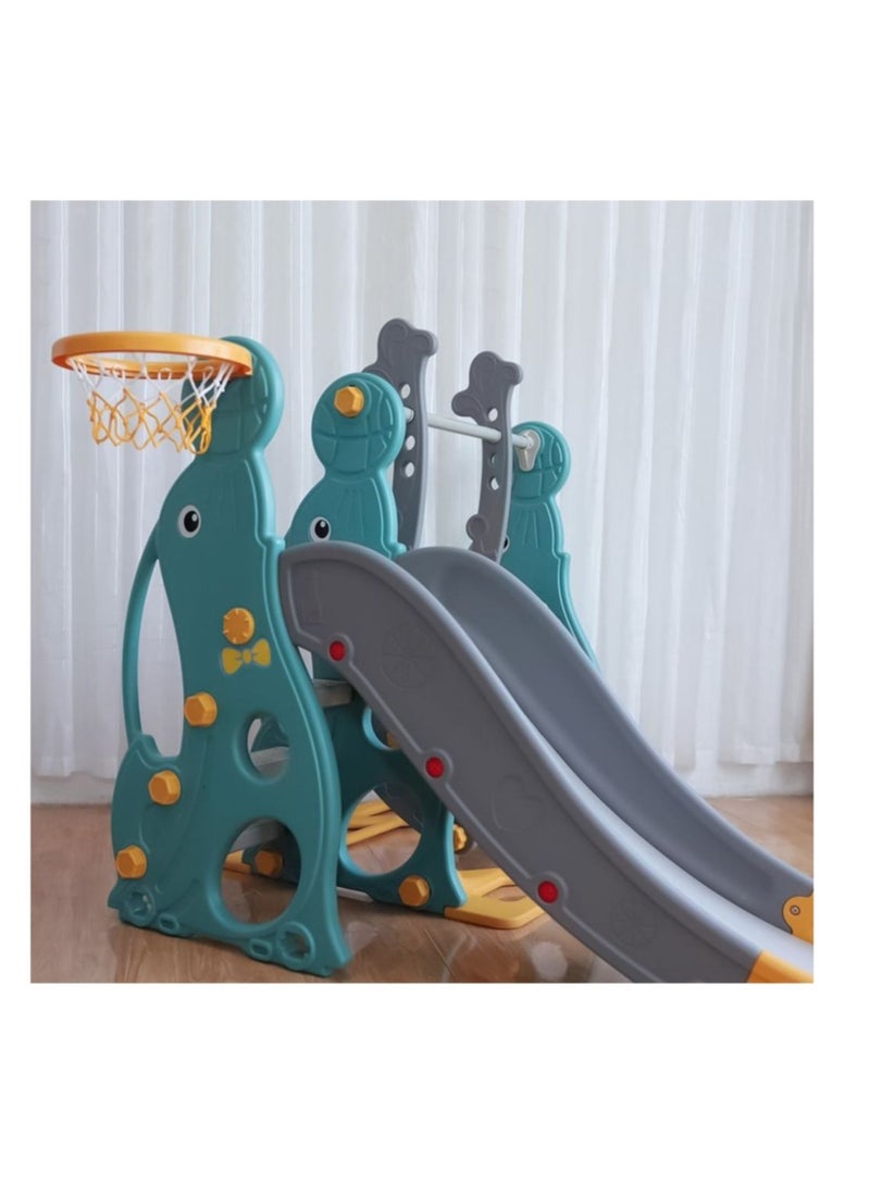 FULL JOY 3-in-1 Kids' Slide and Swing with Basketball Hoop, Indoor and Outdoor Playset for Toddlers, Kids' Climbing Playset - Image 2