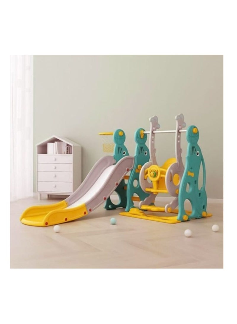 FULL JOY 3-in-1 Kids' Slide and Swing with Basketball Hoop, Indoor and Outdoor Playset for Toddlers, Kids' Climbing Playset - Image 1