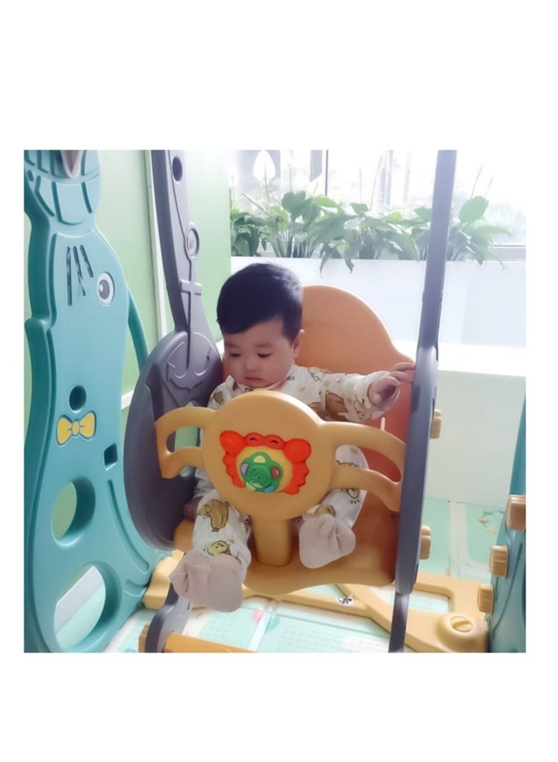 FULL JOY 3-in-1 Kids' Slide and Swing with Basketball Hoop, Indoor and Outdoor Playset for Toddlers, Kids' Climbing Playset - Image 4