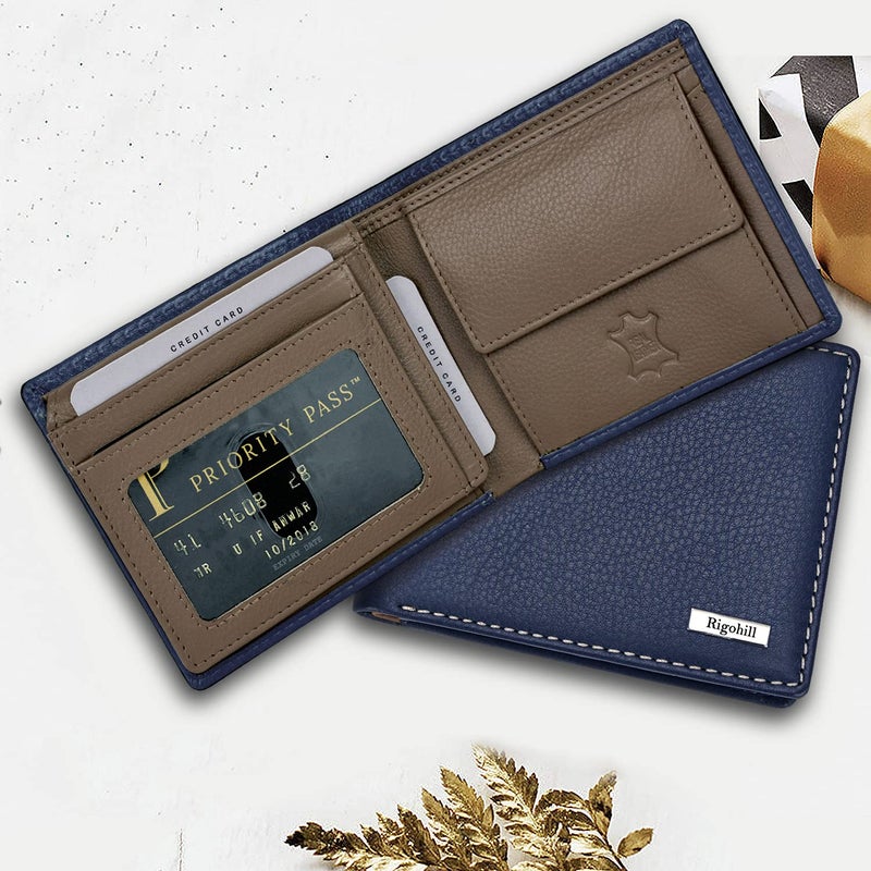 Rigohill Madrid Blue/Mud RFID Blocking Leather Wallet for Men | Wallets Men Leather - Image 2