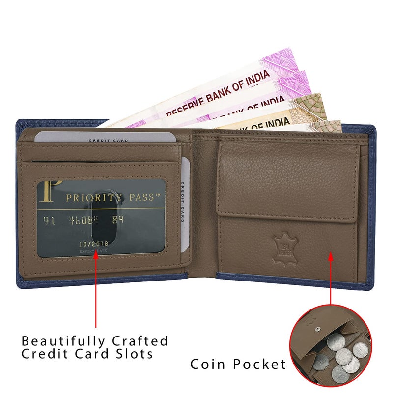 Rigohill Madrid Blue/Mud RFID Blocking Leather Wallet for Men | Wallets Men Leather - Image 3