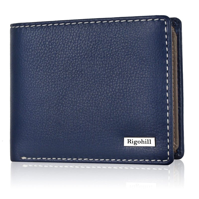 Rigohill Madrid Blue/Mud RFID Blocking Leather Wallet for Men | Wallets Men Leather - Image 1
