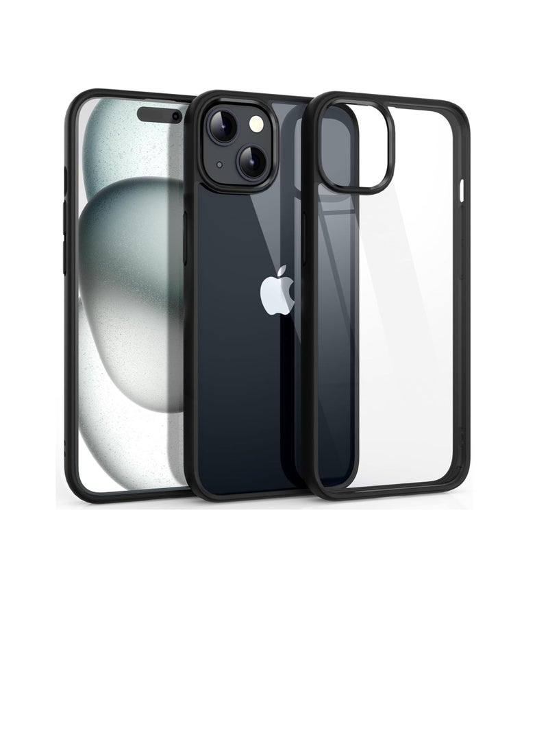 Case Compatible With iPhone 14 Plus (6.1 inch), Clear Case Shockproof Hard PC +Soft Silicone [Not Yellowing] Transparent Protective Slim Case Phone (Black) - Image 2