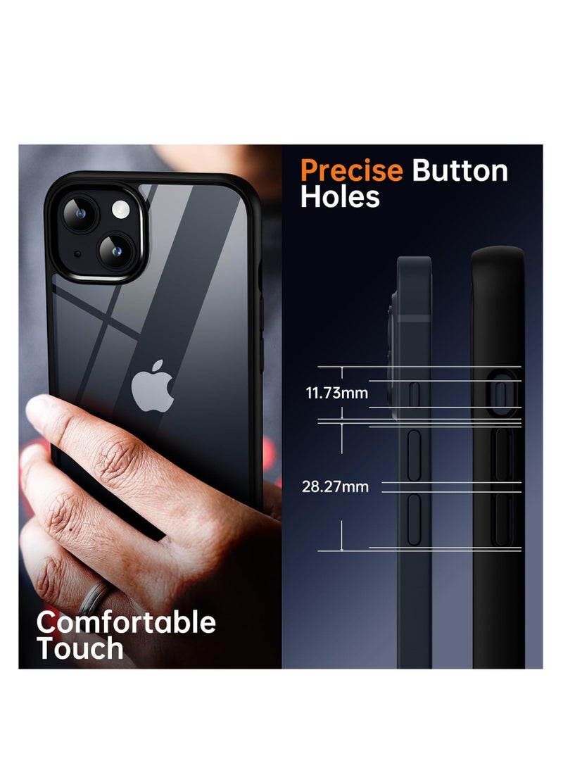 Case Compatible With iPhone 14 Plus (6.1 inch), Clear Case Shockproof Hard PC +Soft Silicone [Not Yellowing] Transparent Protective Slim Case Phone (Black) - Image 3
