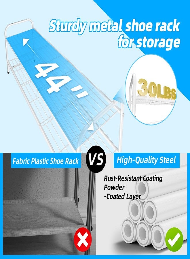 MWQ Shoe Rack for Closet, 2 Tier 44 Inch Extra Wide Shoe Storage Organizer for Shelves, Heavy Duty Metal, Easy Assembly, White - Image 4