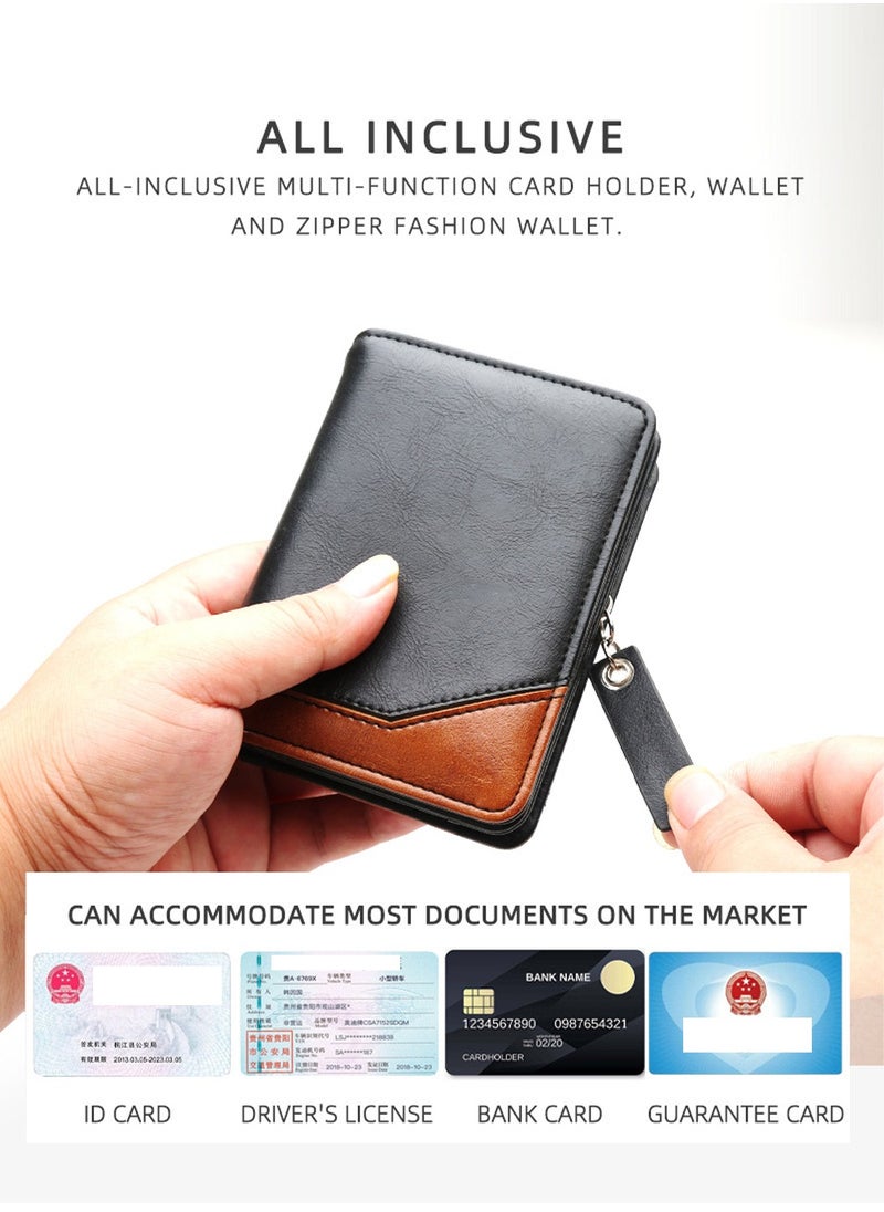 Moovant - Leather Wallet for Men, Fashion & Business Leather Purse Wallet, Card Holder Wallet, Coin Bag, Cash Clip Small Wallet, Black/Brown - Image 1
