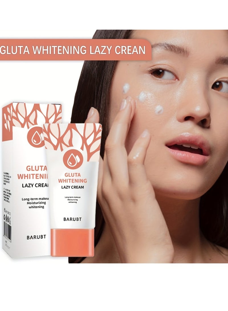 BARUBT Gluta Whitening Lazy Cream 30G Moisturizing Brightening Lazy Cream Brighten Cover Blemishes Non Sticky Brighter and Whiter Face and Skin Gel Anti Aging Dark Spot Remover Moisturizer Tone Up Face Cream - Image 3