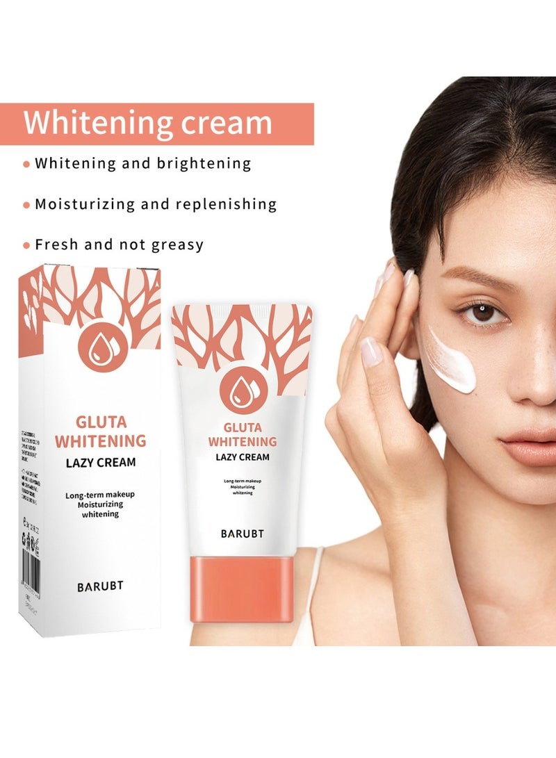 BARUBT Gluta Whitening Lazy Cream 30G Moisturizing Brightening Lazy Cream Brighten Cover Blemishes Non Sticky Brighter and Whiter Face and Skin Gel Anti Aging Dark Spot Remover Moisturizer Tone Up Face Cream - Image 5