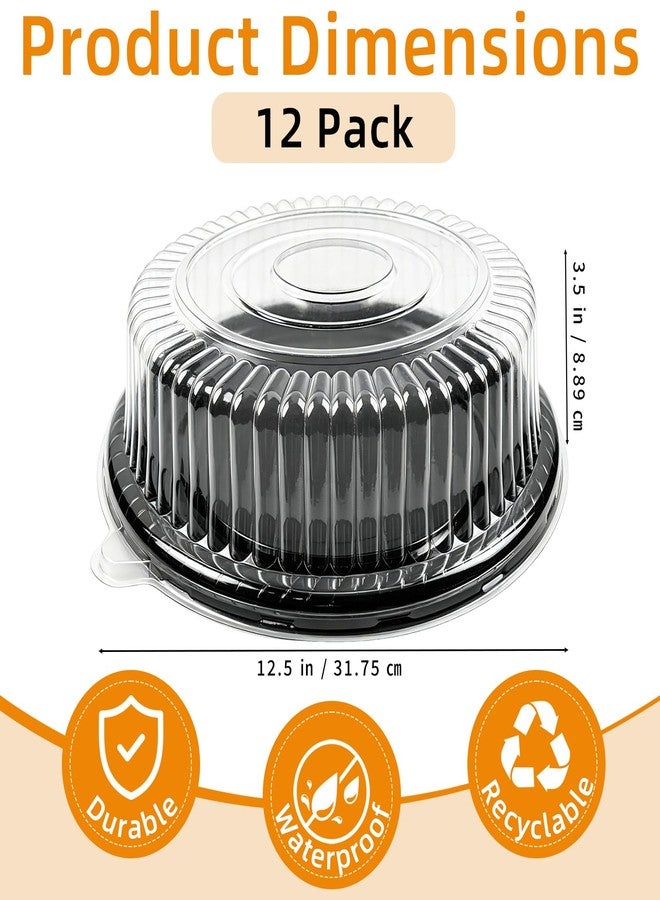 Nexboraque 12 Pack 12 Inch Plastic Serving Tray with Dome Lid, Stackable Plastic Round Trays Disposable Food Serving Platters for Party, Picnic, Takeout Food - Image 2