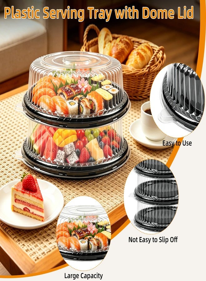 Nexboraque 12 Pack 12 Inch Plastic Serving Tray with Dome Lid, Stackable Plastic Round Trays Disposable Food Serving Platters for Party, Picnic, Takeout Food - Image 4