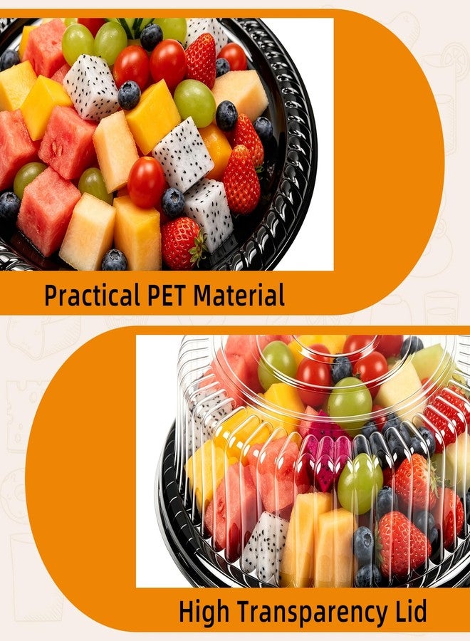 Nexboraque 12 Pack 12 Inch Plastic Serving Tray with Dome Lid, Stackable Plastic Round Trays Disposable Food Serving Platters for Party, Picnic, Takeout Food - Image 3