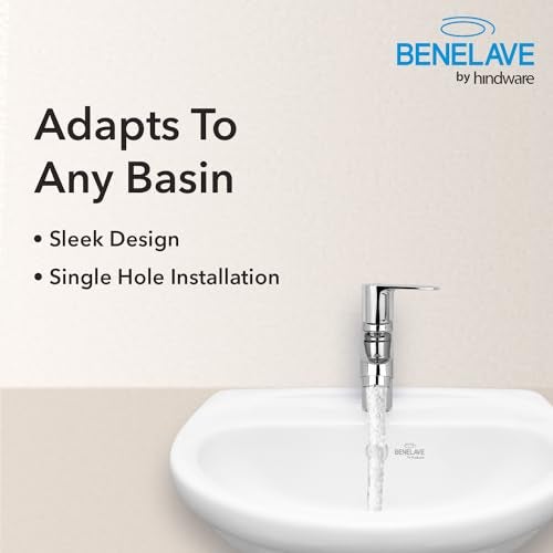 hindware Benelave by Hindware Volga Pillar Tap for Bathroom | Cold Only Basin Faucet | Made of Brass | Mirror-Like Chrome Finish | Compact Design - Spout Length 8.5cm, Height 11cm | 7-Year Brand Warranty - Image 5