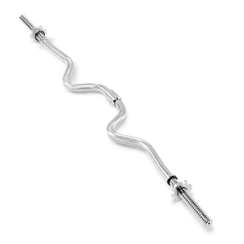 Marcy 2Piece Threaded Super Curl Bar with Chrome Spin Lock Collars Free Weights Accessories for Home Gym SCB248