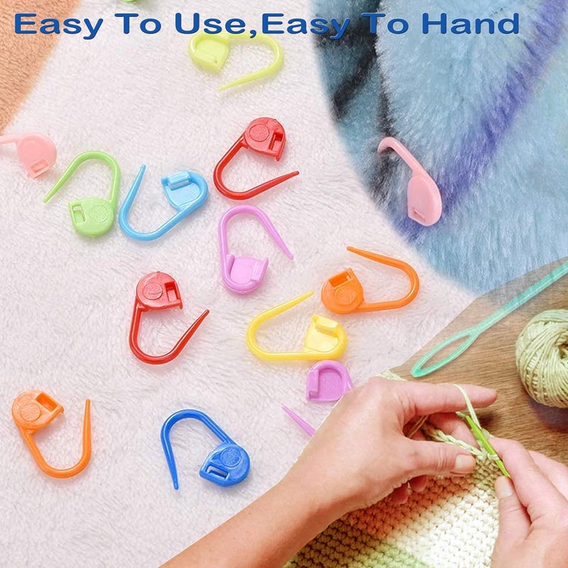 23 Pieces Crochet Tools Set, Including Plastic Circular Needle (Size 5.5), 4 Blunt Knitting Needles, 12 Marker Pins, 6 Plastic Needles for Knitting and Crochet - Image 1