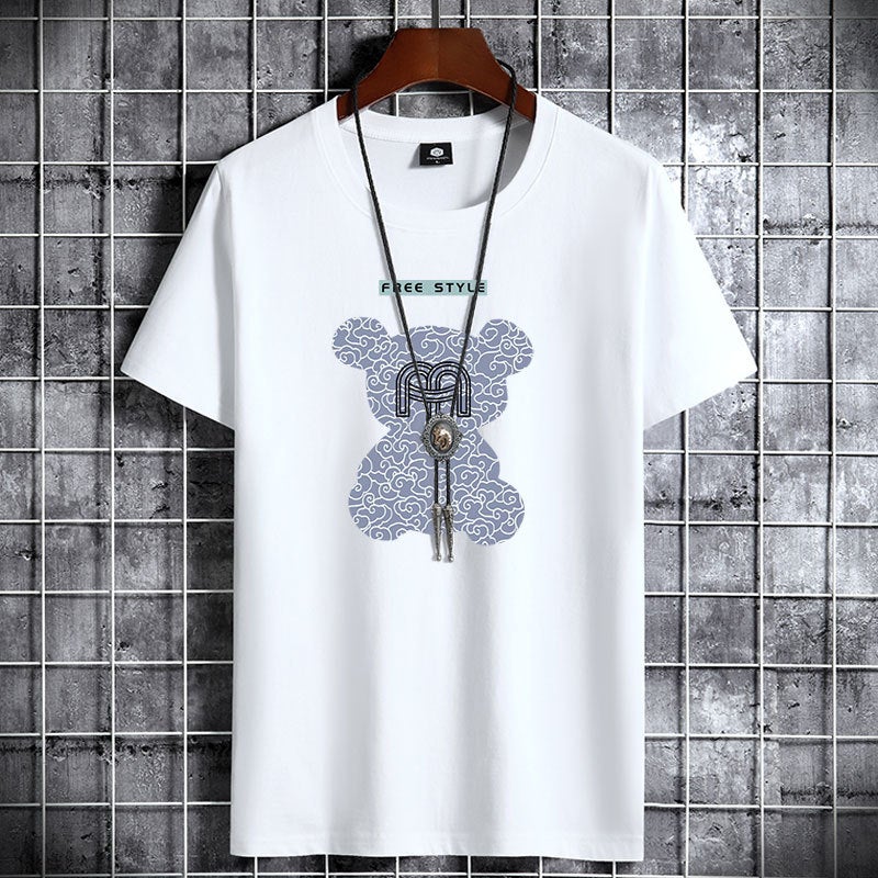 Men's Short-Sleeved T-Shirt 2025 New Summer Trendy Korean Style Loose Base Shirt Clothing Large Size for Teenagers - Image 2