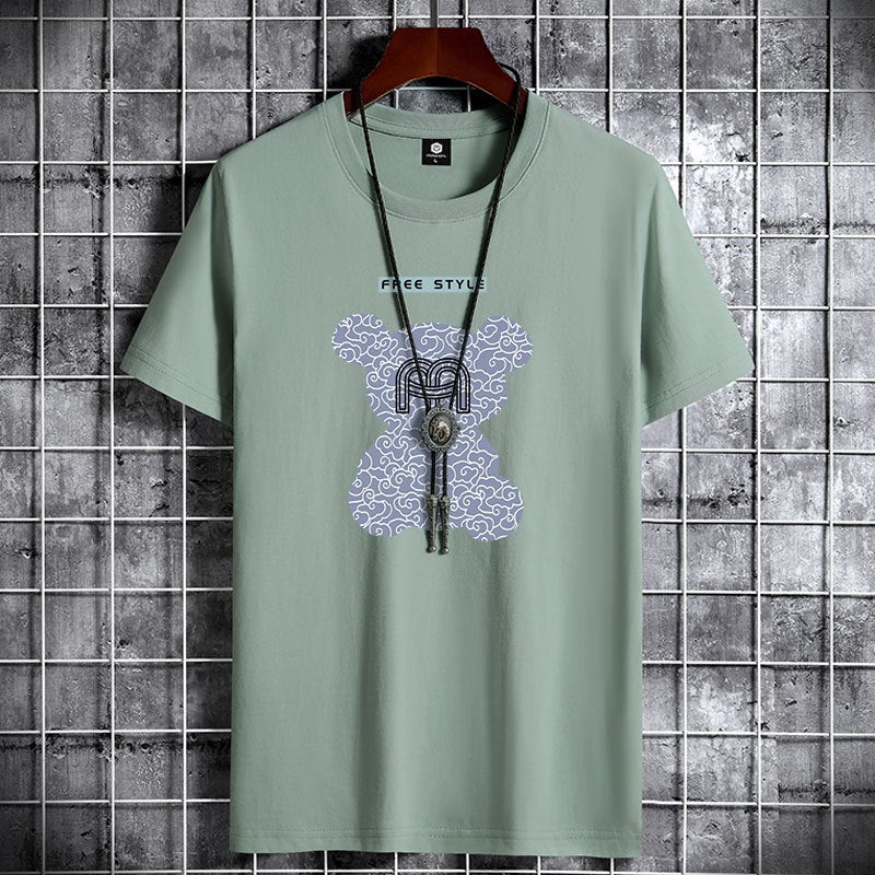 Men's Short-Sleeved T-Shirt 2025 New Summer Trendy Korean Style Loose Base Shirt Clothing Large Size for Teenagers - Image 1