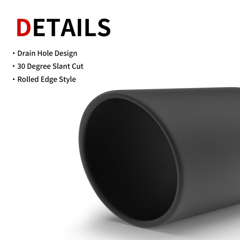 Richeer 3.5 inch Exhaust Tip, 3 1/2" Inlet 5â€ Outlet 12â€ Overall Length Stainless Steel Exhaust Tip Black Universal for Vehicles with 3.5" O.D. Exhaust Tailpipe, Rolled Edge, Bolt on - Image 4