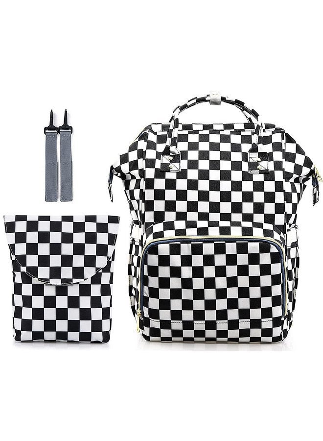 MCWTH MCWTH Checkered Diaper Bag Backpack Set for Baby Girls Mom, Large Capacity Multi-Function Nappy Bags Organizer - Image 1