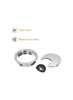 PROMASS Cable Hole Cover, 2Pcs 60mm Zinc Alloy Desk Wire Cord Cable Grommets Hole Cover for Office PC Desk Cable Organizer (Silver, 2P)  - Image 4