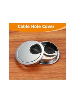 PROMASS Cable Hole Cover, 2Pcs 60mm Zinc Alloy Desk Wire Cord Cable Grommets Hole Cover for Office PC Desk Cable Organizer (Silver, 2P)  - Image 5