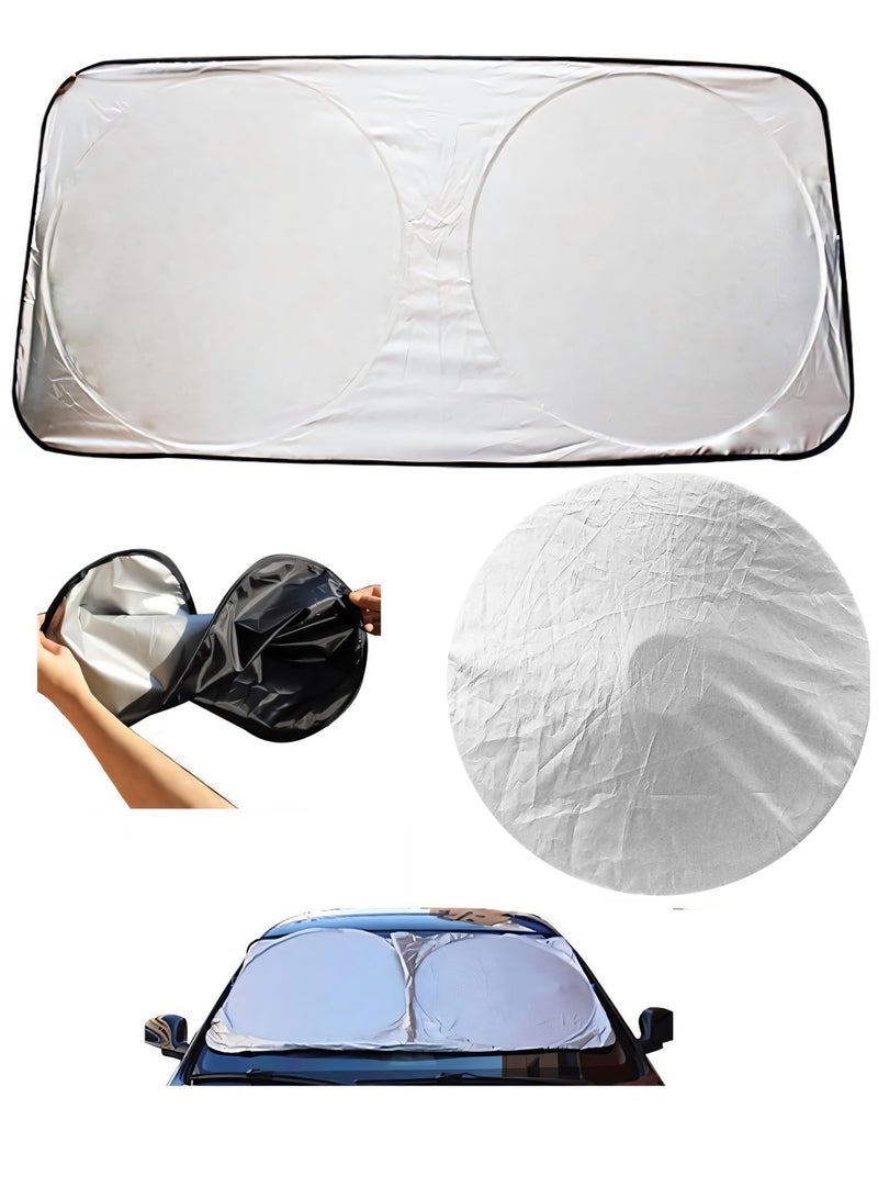 Car Sun Shade Windshield & Steering Wheel Cover Set - Reflective UV Rays & Heat Protection, Foldable Sun Visor Protector for Dashboard, Car Window Shades for Ultimate Interior Protection - Image 1