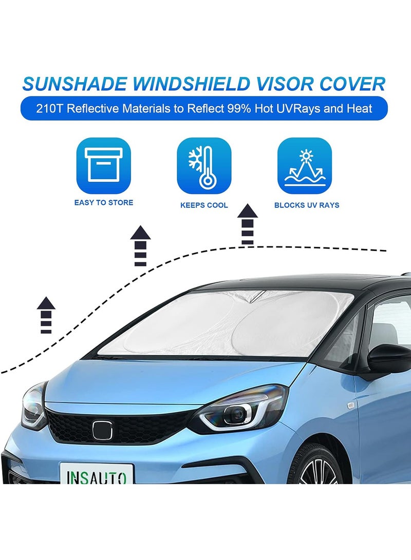 Car Sun Shade Windshield & Steering Wheel Cover Set - Reflective UV Rays & Heat Protection, Foldable Sun Visor Protector for Dashboard, Car Window Shades for Ultimate Interior Protection - Image 2
