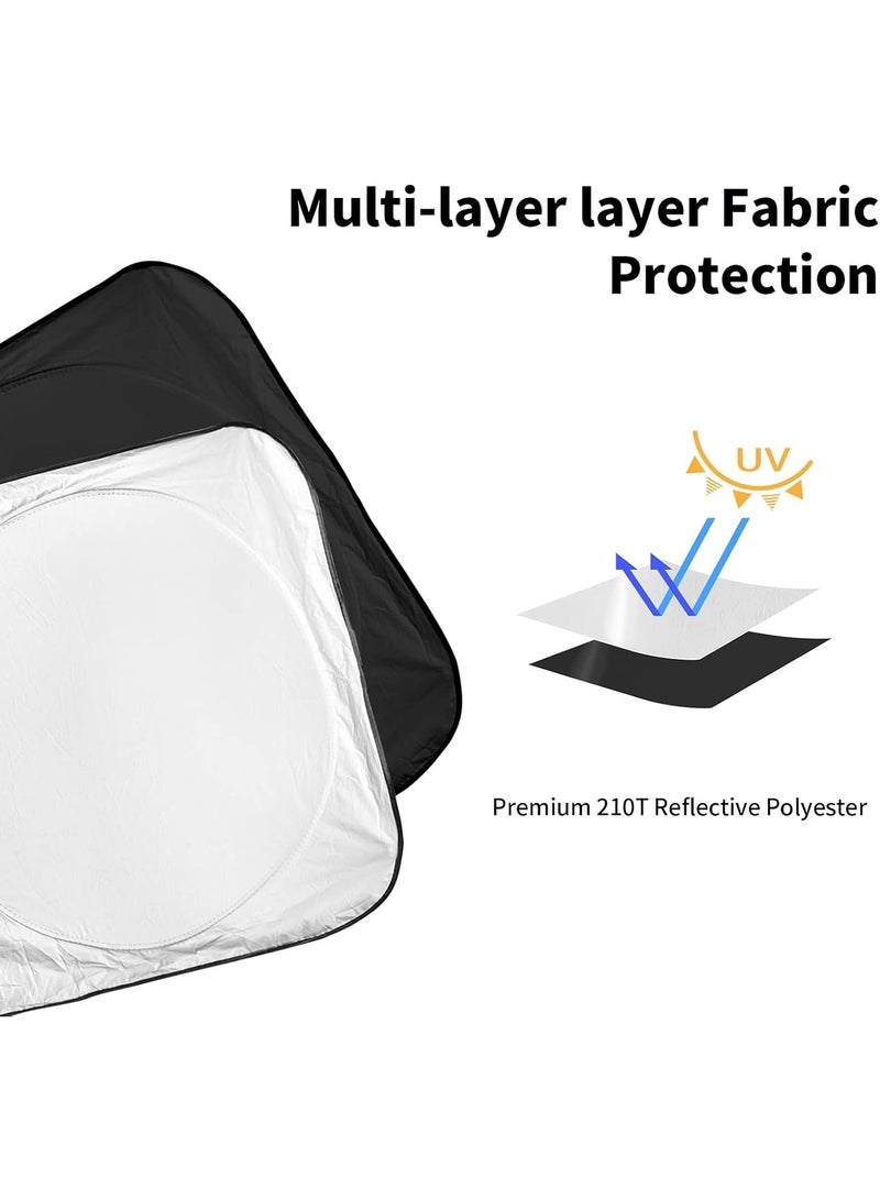 Car Sun Shade Windshield & Steering Wheel Cover Set - Reflective UV Rays & Heat Protection, Foldable Sun Visor Protector for Dashboard, Car Window Shades for Ultimate Interior Protection - Image 3