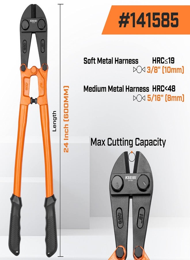 KSEIBI 141585 Heavy-Duty Medium Size Bolt Cutter 24" for Cutting Fence, Steel Wire, Chain, Screws, Rivet, and Medium Padlock, with Soft Grip Rubber Ergonomic Handle Cutters - Image 2