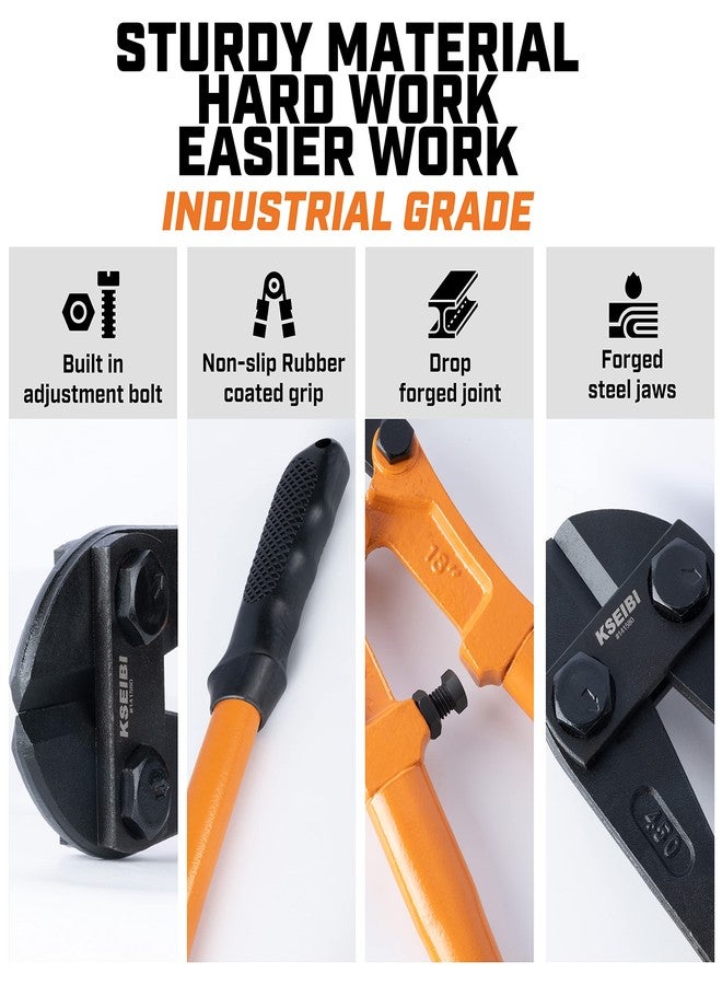 KSEIBI 141585 Heavy-Duty Medium Size Bolt Cutter 24" for Cutting Fence, Steel Wire, Chain, Screws, Rivet, and Medium Padlock, with Soft Grip Rubber Ergonomic Handle Cutters - Image 3