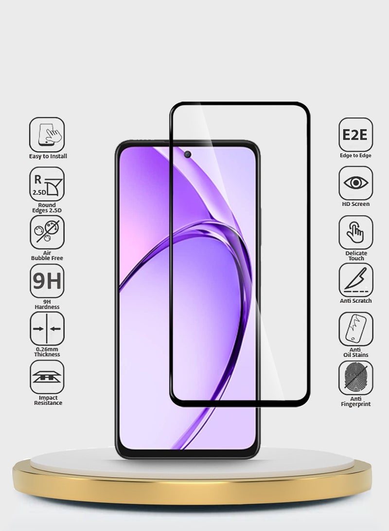 Wtech Oppo A3x 4G / 5G 2024 Premium E2E Series Full Glue Full Cover Tempered Glass Screen Protector - Clear/Black - Image 2