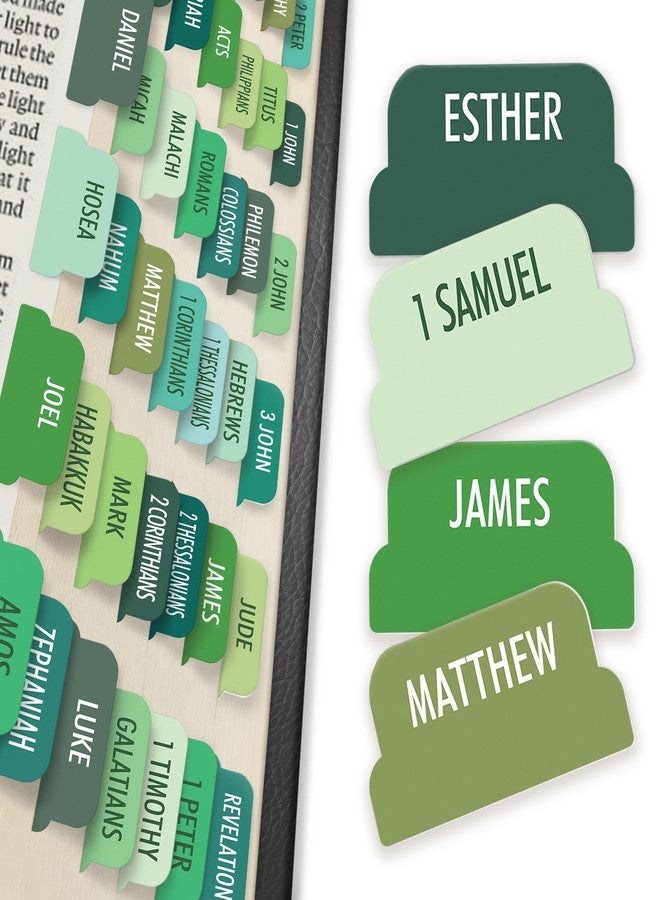 Only Zest Green Bible Tabs, 90 Large Print Bible Index Tabs for Study Bible, Laminated Easy-to-Read Label, Christian Gift for Women, Men, Kids - Image 1