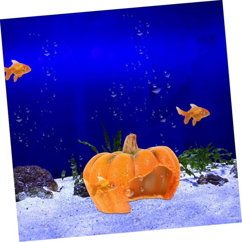 Resin Pumpkin Terrarium Hideout Cave Decoration for Reptiles Frogs and Turtles - Image 4