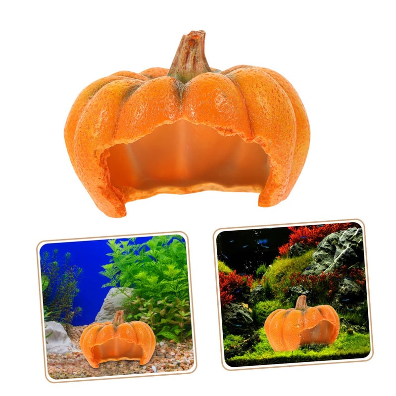 Resin Pumpkin Terrarium Hideout Cave Decoration for Reptiles Frogs and Turtles - Image 5