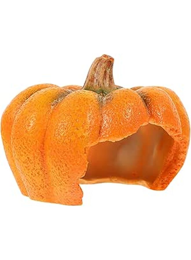 Resin Pumpkin Terrarium Hideout Cave Decoration for Reptiles Frogs and Turtles - Image 1