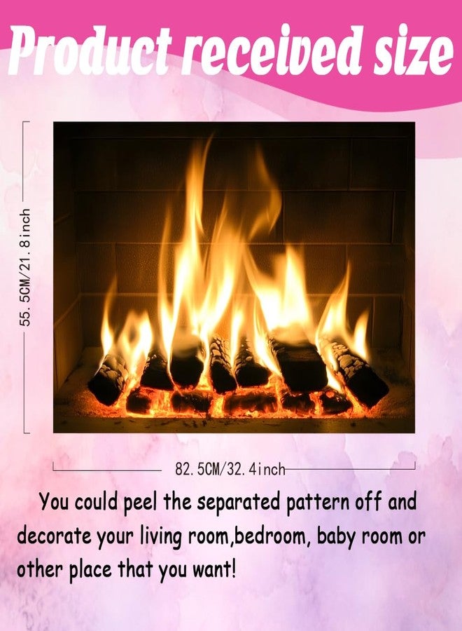 SUPERDANT Christmas Fireplace Wall Sticker 3D Bonfire Chimenea Decorative Wall Decal Fireplace Backdrop Wallpaper Decals Peel and Stick Vinyl Decor for Xmas Living Room Bedroom Home Decoration - Image 2