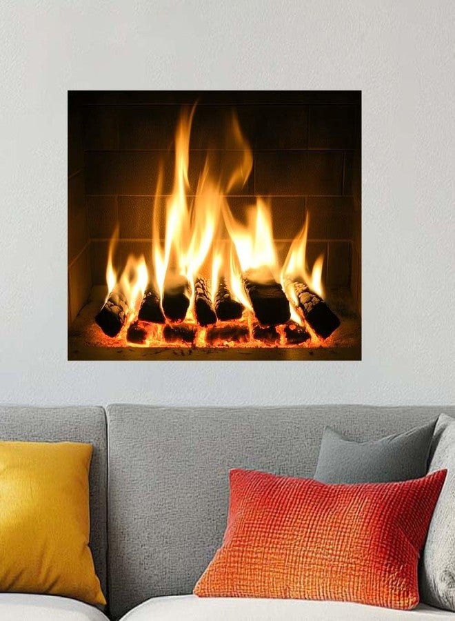 SUPERDANT Christmas Fireplace Wall Sticker 3D Bonfire Chimenea Decorative Wall Decal Fireplace Backdrop Wallpaper Decals Peel and Stick Vinyl Decor for Xmas Living Room Bedroom Home Decoration - Image 1