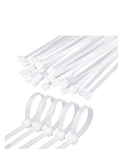 Generic Nylon Cable Ties White 100 Pieces Pack Durable Self-Locking Design Wire Ties Indoor Outdoor Use Zip Ties (4.8x450mm)  - Image 1