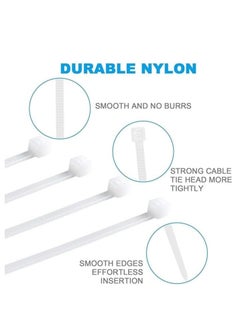 Generic Nylon Cable Ties White 100 Pieces Pack Durable Self-Locking Design Wire Ties Indoor Outdoor Use Zip Ties (4.8x450mm)  - Image 3