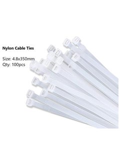 Generic Nylon Cable Ties White 100 Pieces Pack Durable Self-Locking Design Wire Ties Indoor Outdoor Use Zip Ties (4.8x450mm)  - Image 4