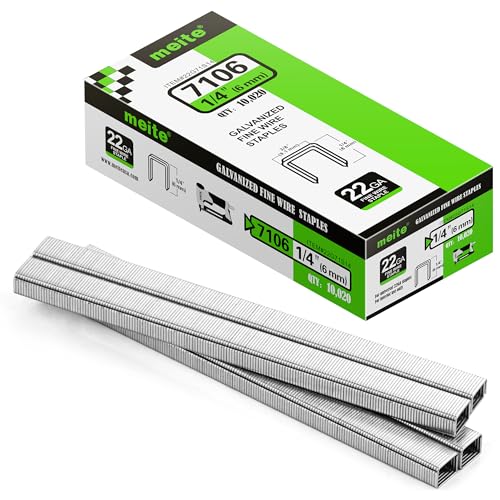 meite 71/06 22 Gauge 71 Type 3/8-Inch Crown 1/4-Inch Leg Length Galvanized Upholstery Staples for Fine Wire Staplers (10,020 Counts) - Image 1