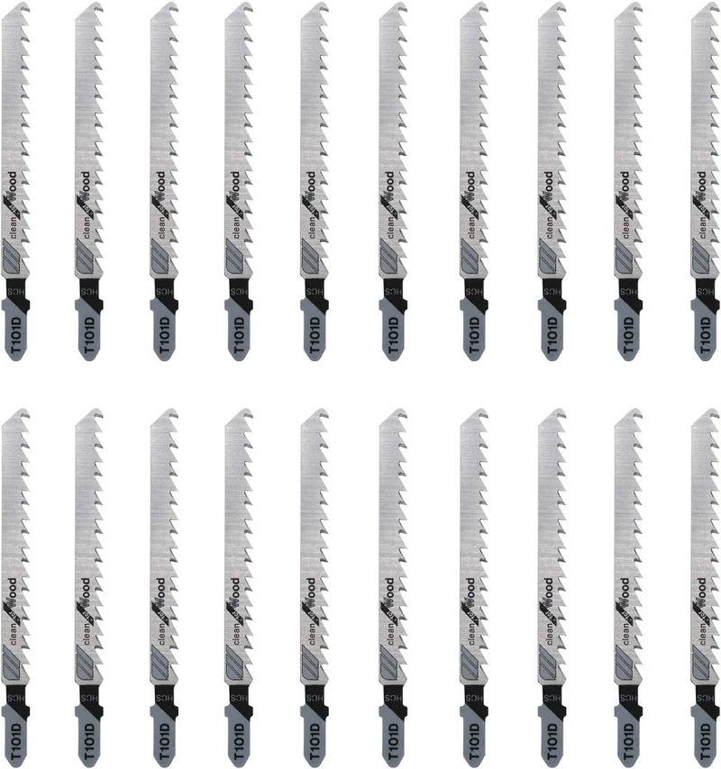 TAROSE 20-Piece T101D 4 Inch 6 TPI Assorted T-Shank Jig Saw Blades Set for Clean Cutting Wood - Image 2