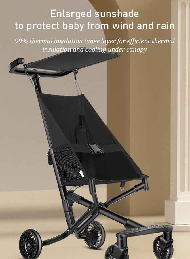Stroller, lightweight and foldable, excellent shock absorption, large sun canopy and seat, view stroller, one-on folding, stroller, baby transport - Image 2