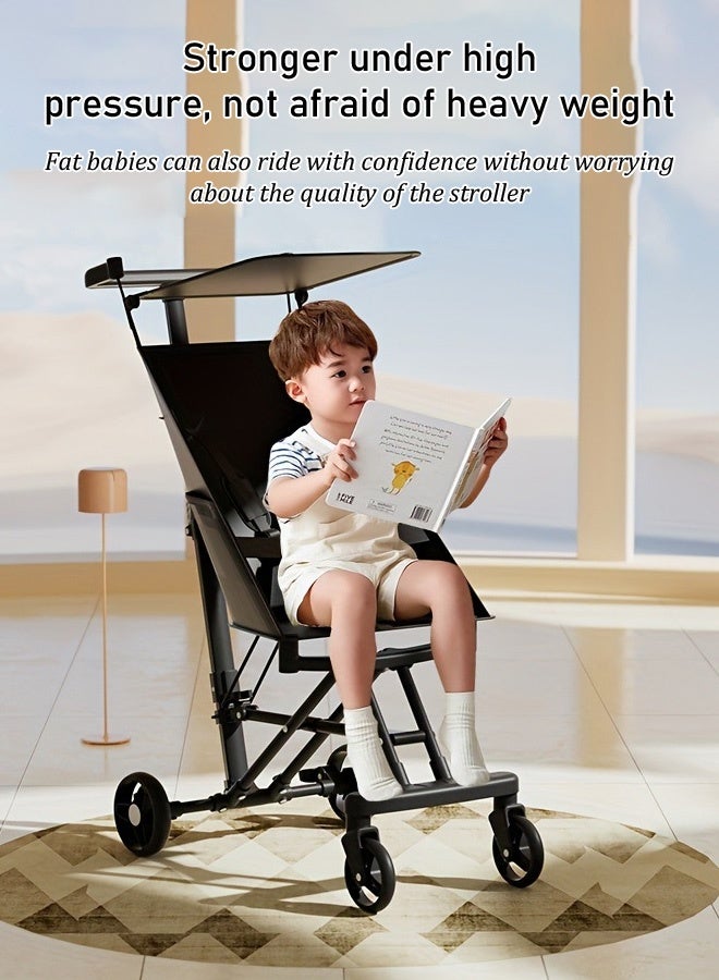Stroller, lightweight and foldable, excellent shock absorption, large sun canopy and seat, view stroller, one-on folding, stroller, baby transport - Image 4